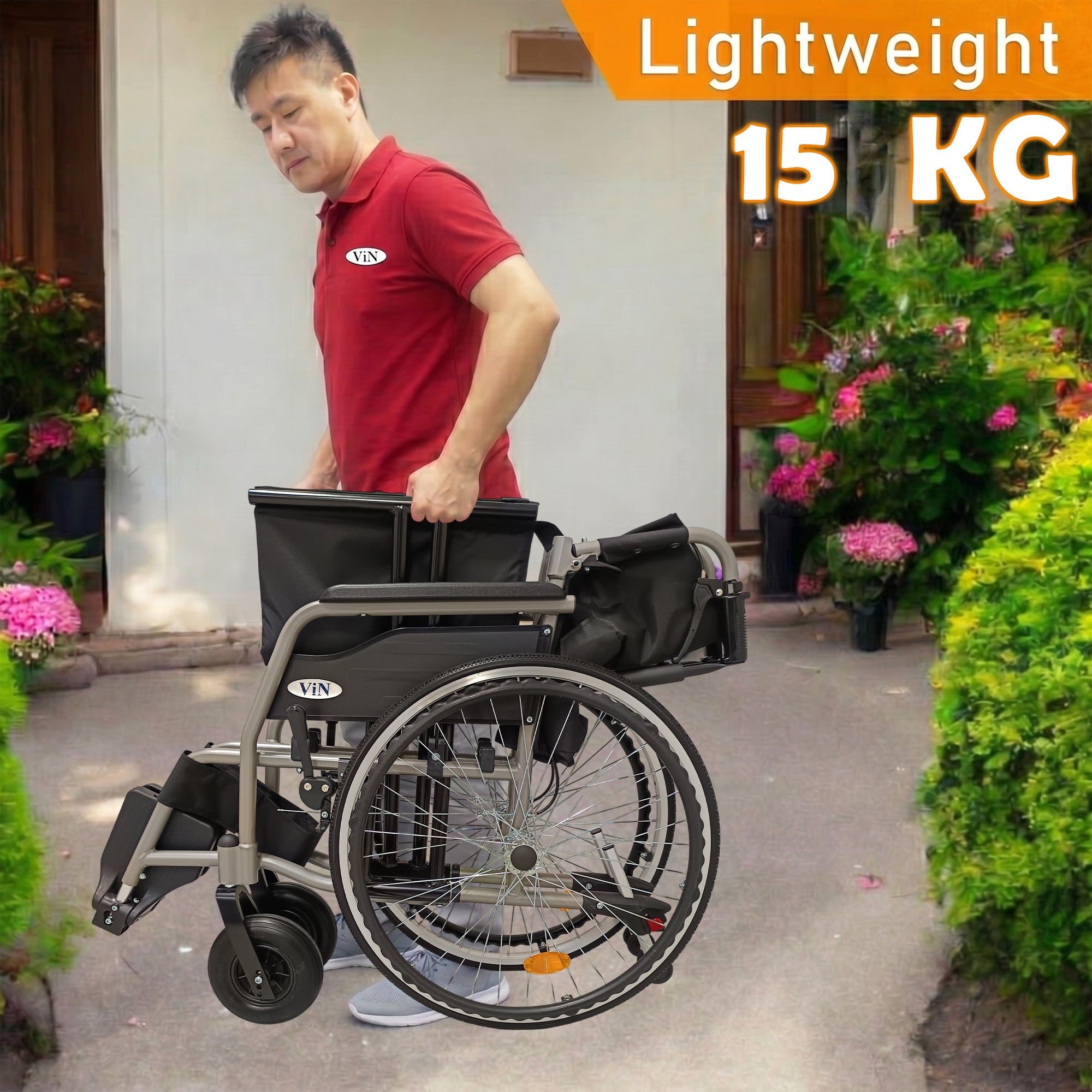 ViN 35AL – Big Wheelchair, 150KG Capacity & Self-Propelled – The
