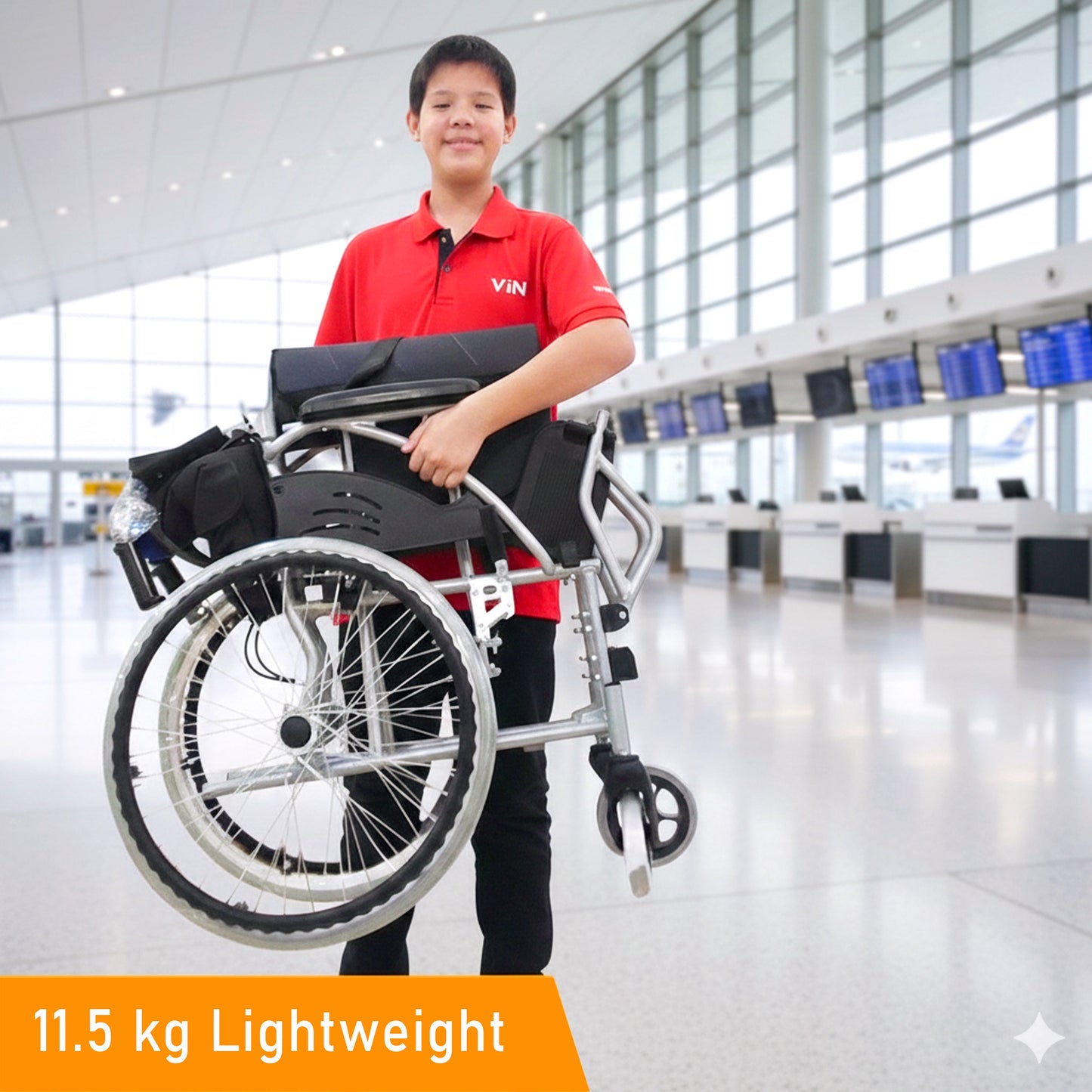 ViN-32A Lightweight Wheelchair 11.5kg with Compact Retractable Footrest [Self-Propelled]