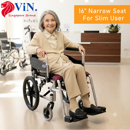 ViN-46A5S-16 Narrow Lightweight Detachable Wheelchair [16 Inch Seat] Pushchair