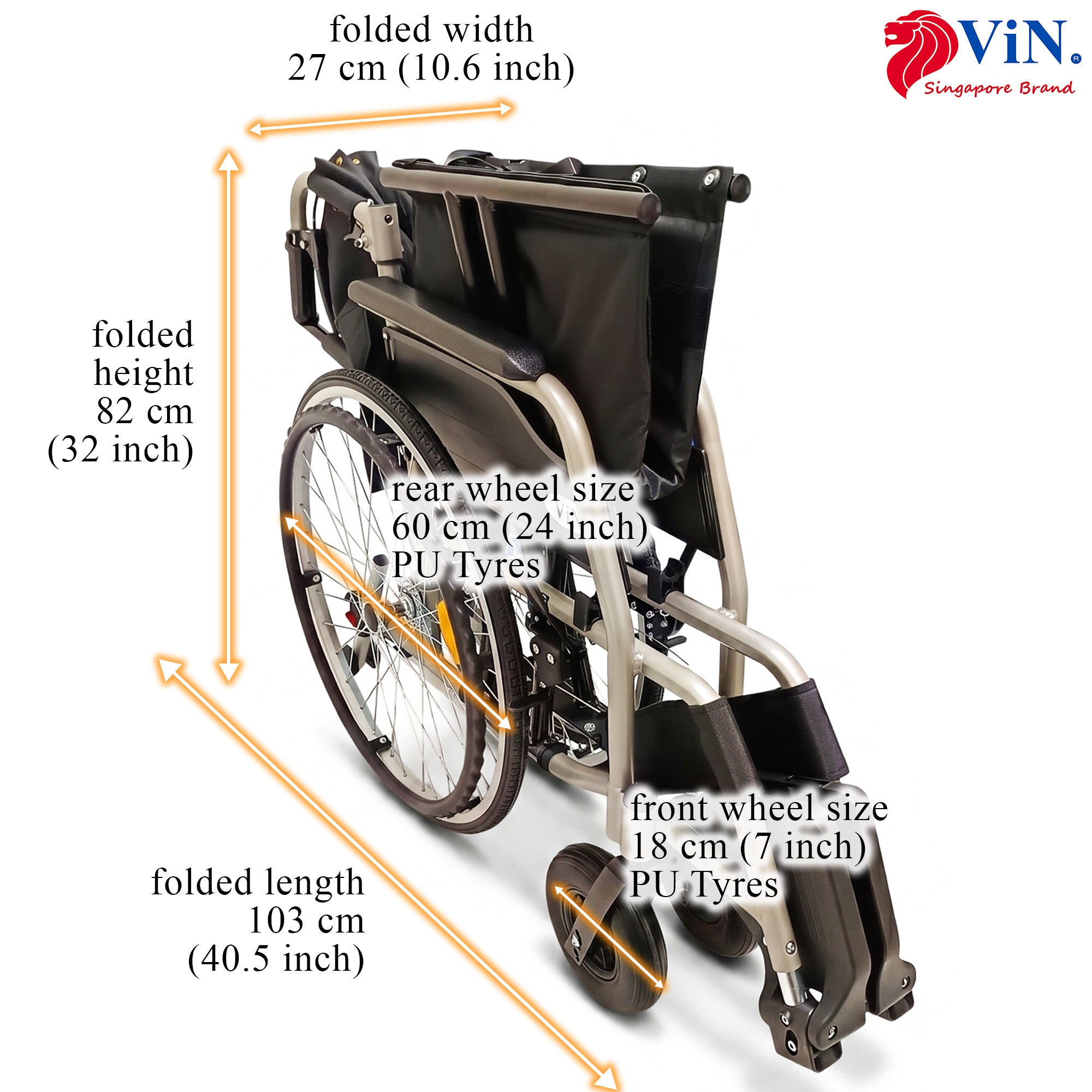 ViN 35AL – Big Wheelchair, 150KG Capacity & Self-Propelled – The