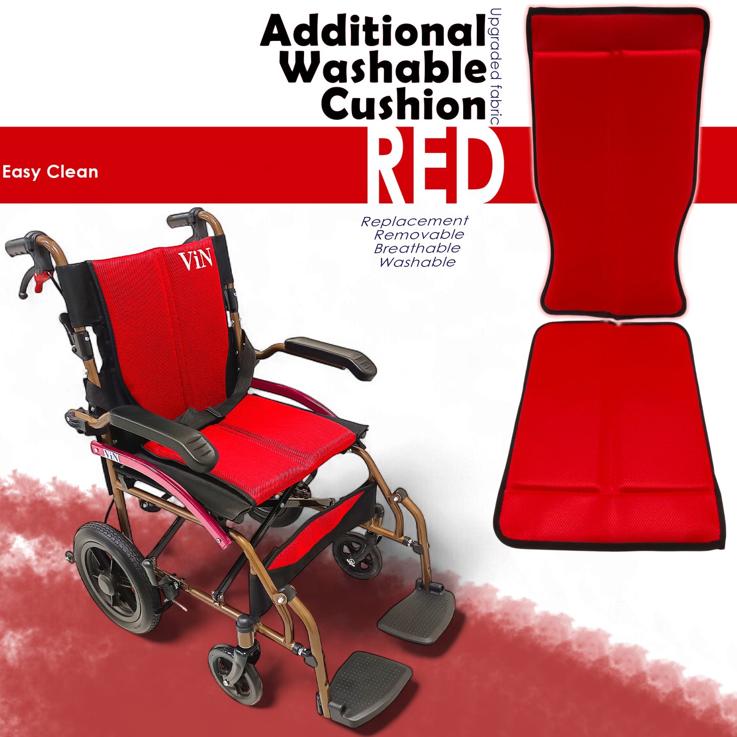 ViN-DY821 | Pushchair + Aluminum Lightweight & Anti Rust+ Washable Cushion + Armrest Lift Up + Retractable Footrest+ Anti Tipper