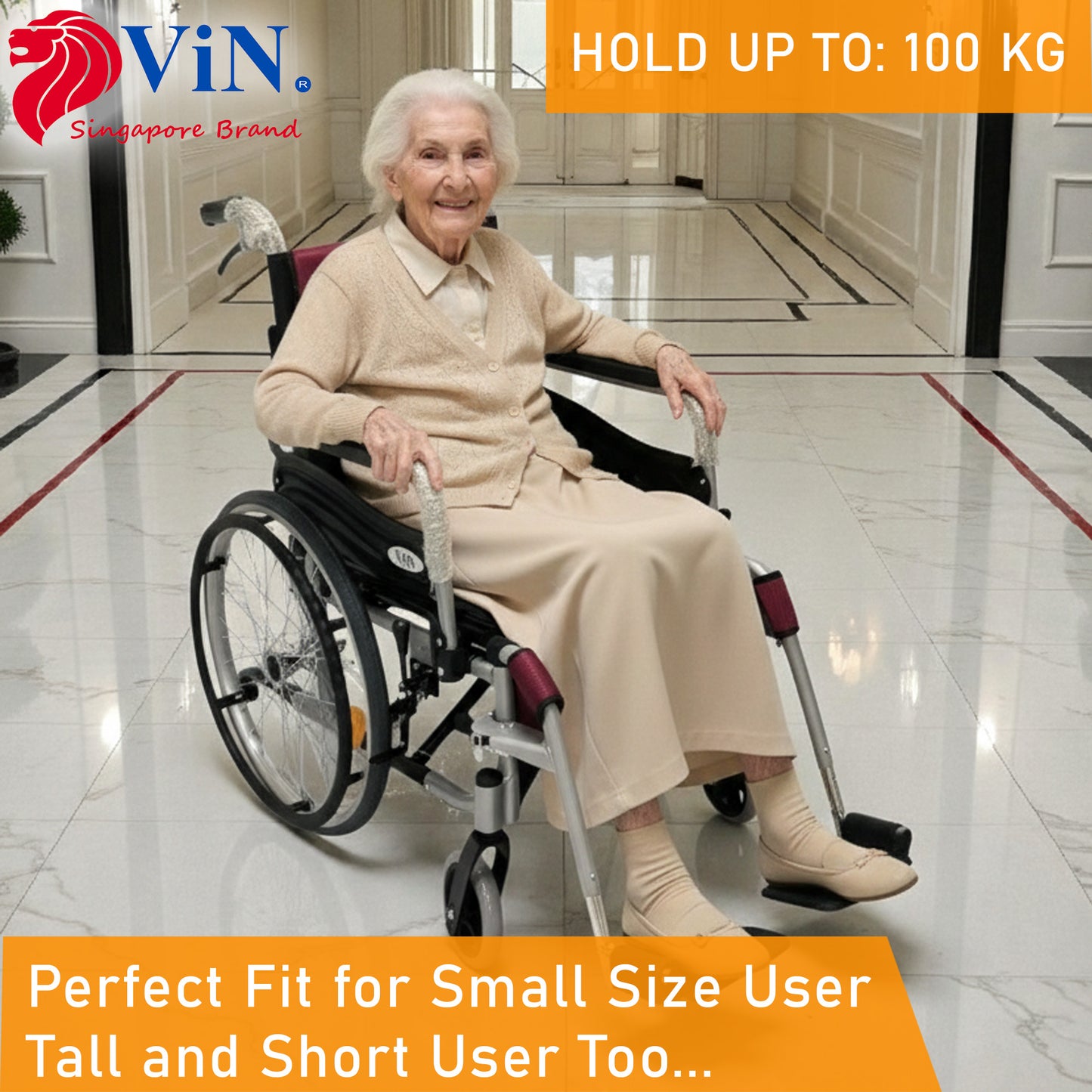 ViN-46A5M-16 Narrow Detachable Wheelchair [16 Inch Seat] Self Propelled