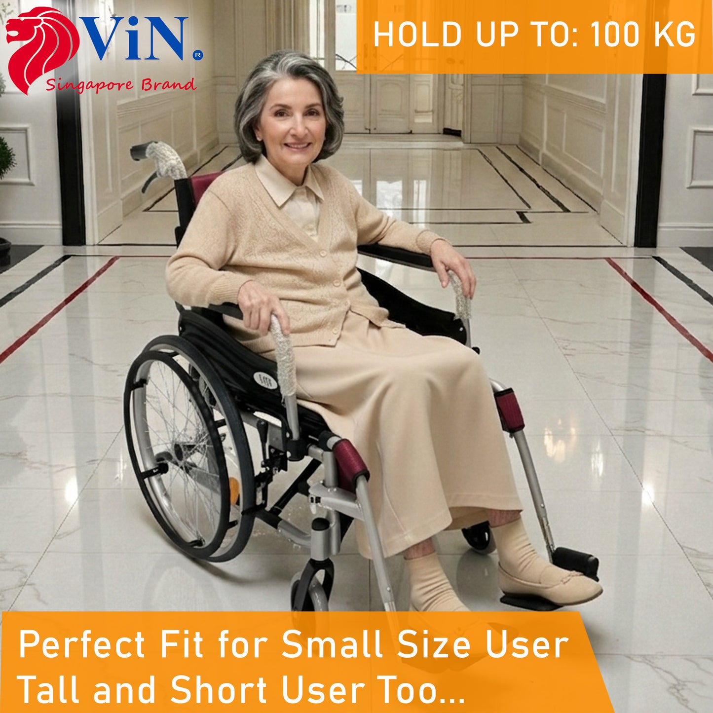 ViN-46A5M-16 Narrow Detachable Wheelchair [16 Inch Seat] Self Propelled