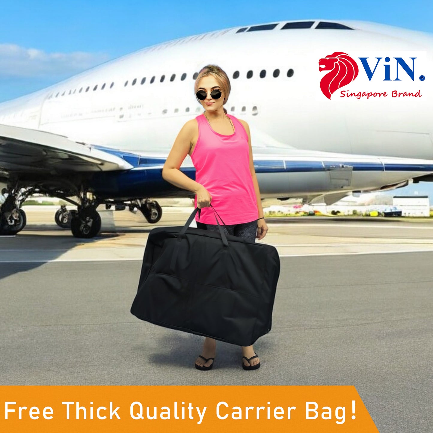 ViN-DA07 | Travel Pushchair -  Lightweight 10 kg Pushchair Hold 100 Kg + Armrest Flip Up Function with Luggage Pull handle & Carrier bag