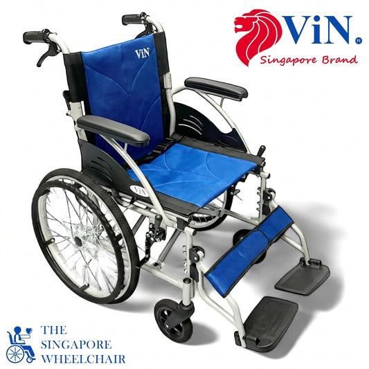 ViN 32A Self Propelled Wheelchair, strong model with fixed armrest and retractable footrest for daily mobility