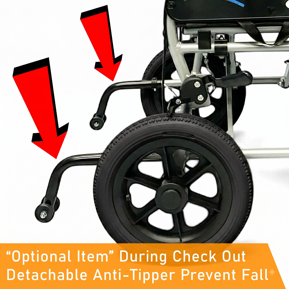 Lightweight Wheelchair 10kg with Compact Retractable Footrest [Pushchair] Anti-Tipper