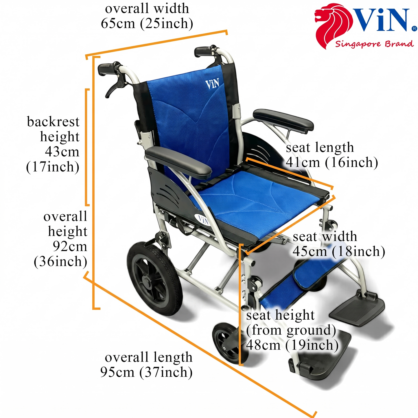 ViN-32AS Lightweight Wheelchair 10kg with Compact Retractable Footrest [Pushchair]