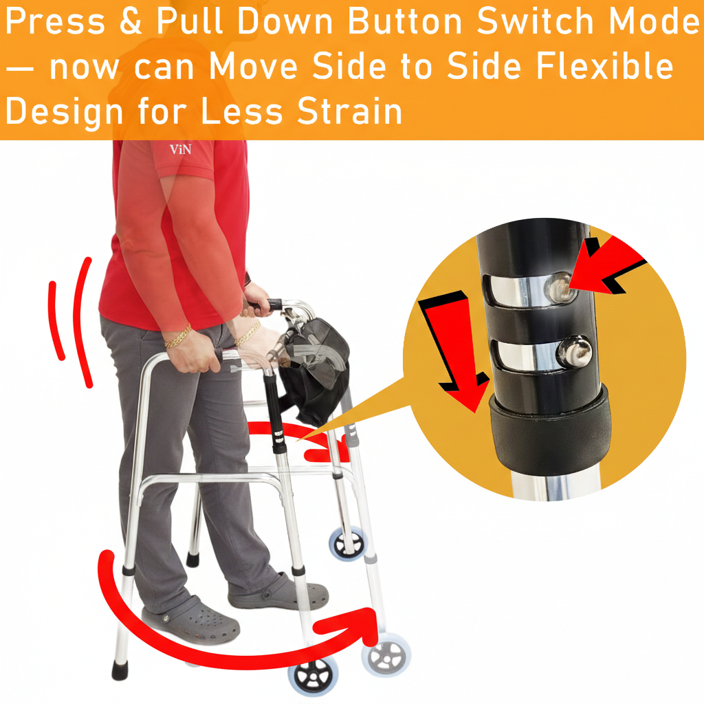 ViN WF01-ST | Elderly Walking Aid with Seat 3.8 kg Ultra Lightweight Aluminum