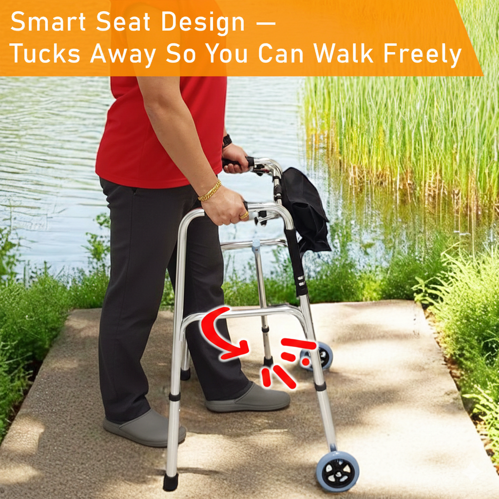 ViN WF01-ST | Elderly Walking Aid with Seat 3.8 kg Ultra Lightweight Aluminum