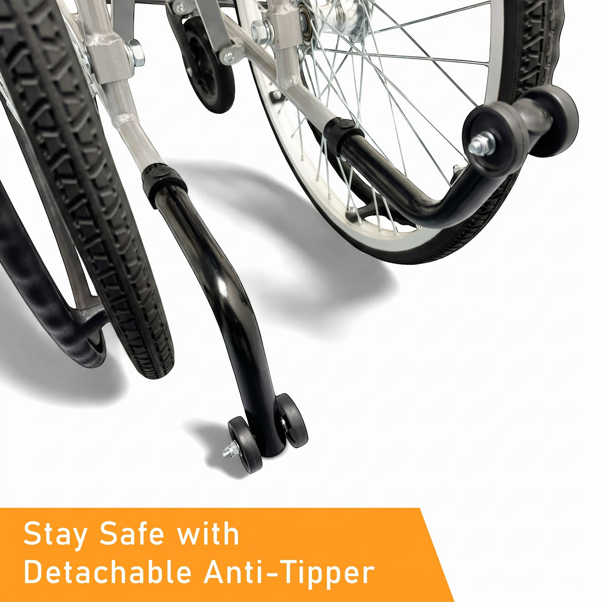 Lightweight Wheelchair with Compact Retractable Footrest [Self-Propelled] Safety Anti-Tipper