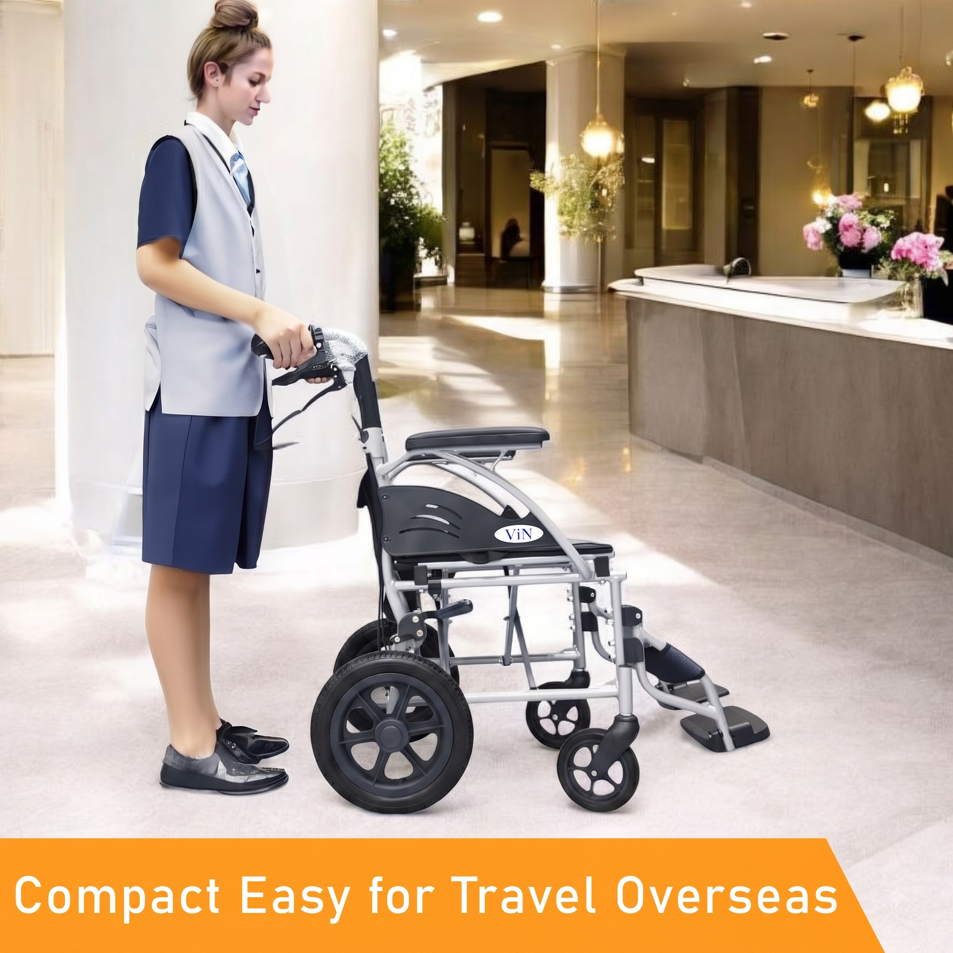 Lightweight Wheelchair 10kg with Compact Retractable Footrest [Pushchair]