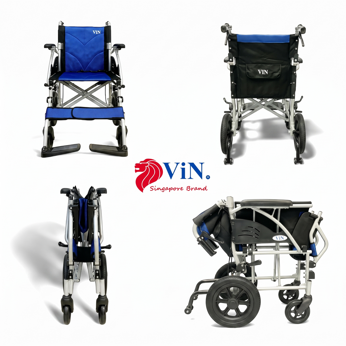 ViN-32ASAT Lightweight Wheelchair 10kg with Compact Retractable Footrest [Pushchair] Anti-Tipper