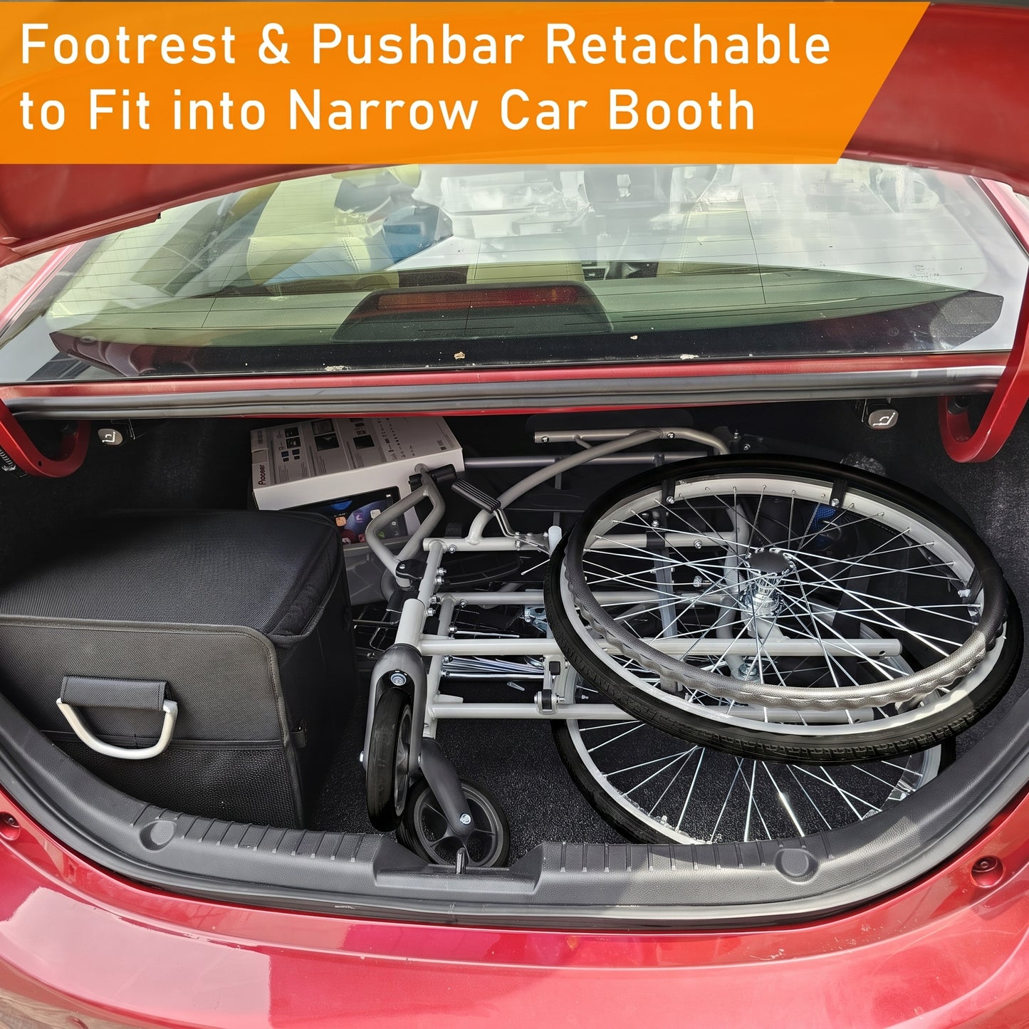 ViN 32A Self Propelled Wheelchair, strong model with fixed armrest and retractable footrest for daily mobility