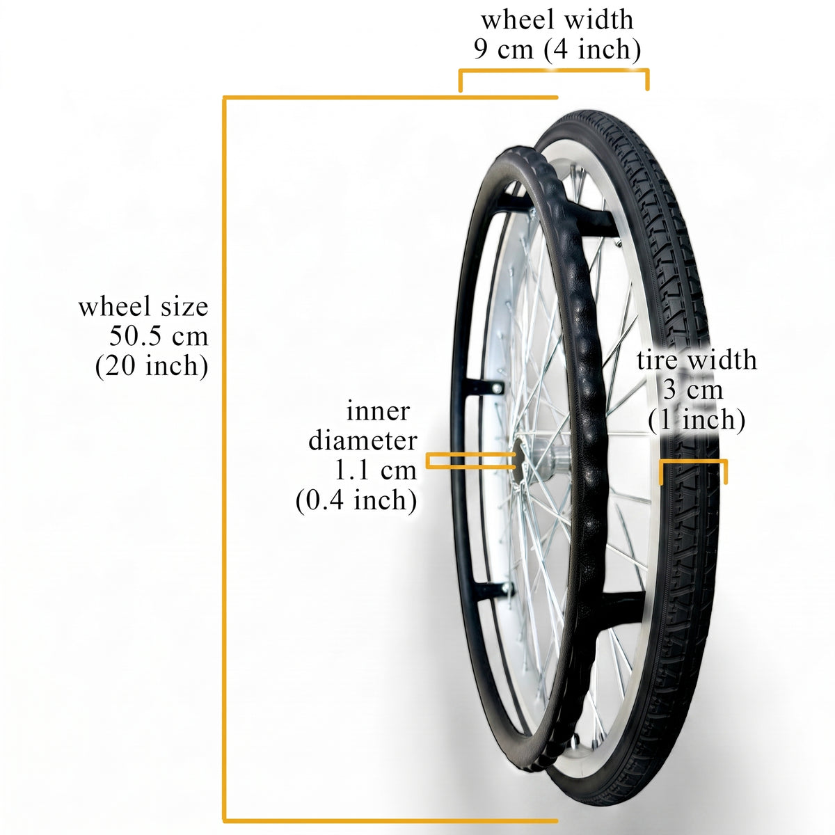 Spare Parts - 1 x Back Wheels - Model ViN-32A Wheelchair