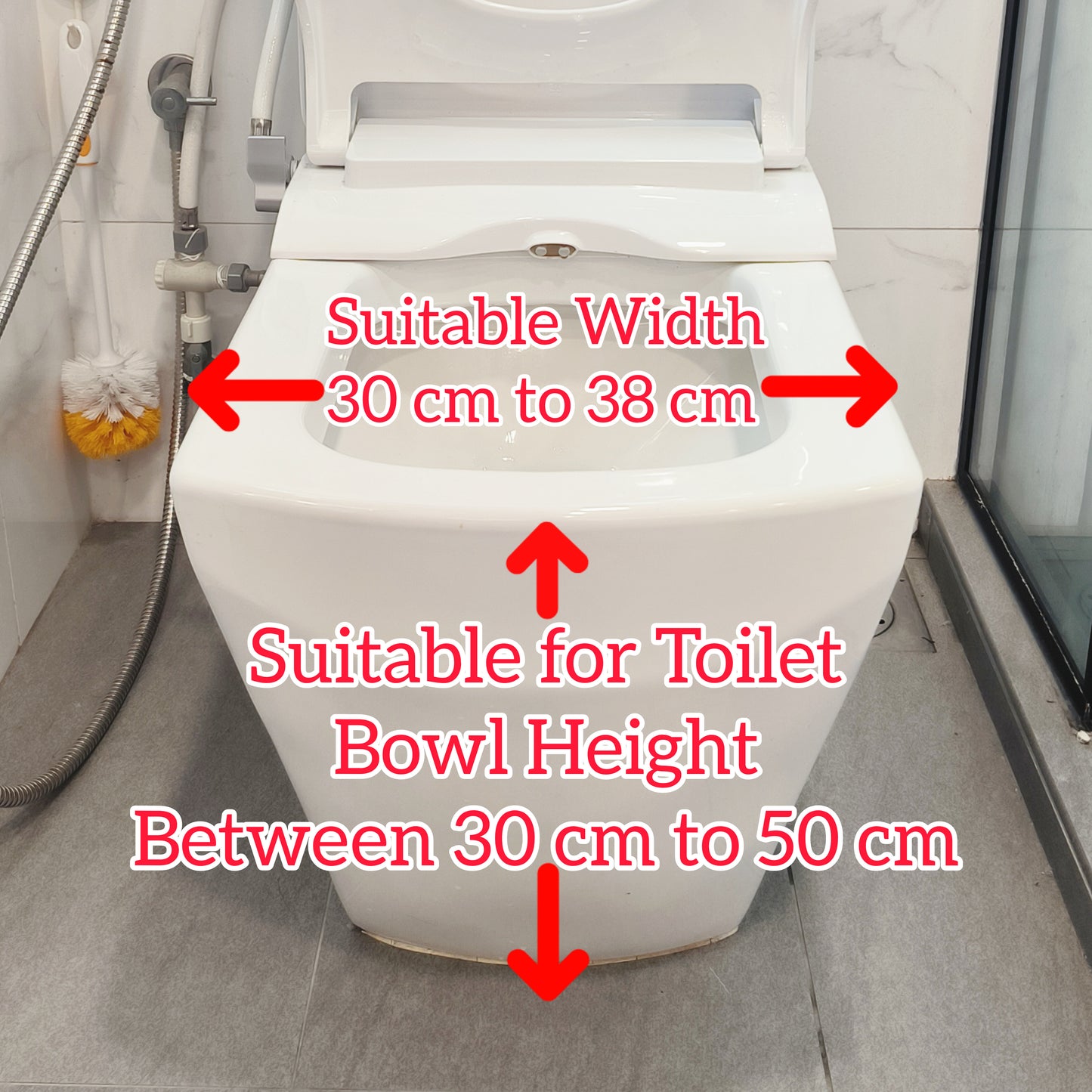 ViN K08 | Shower Commode Indoor Wheelchair - Adjustable height + 4 Lockable Rotation Wheels + Flip Up Armrest + Flip/Detach Footrest