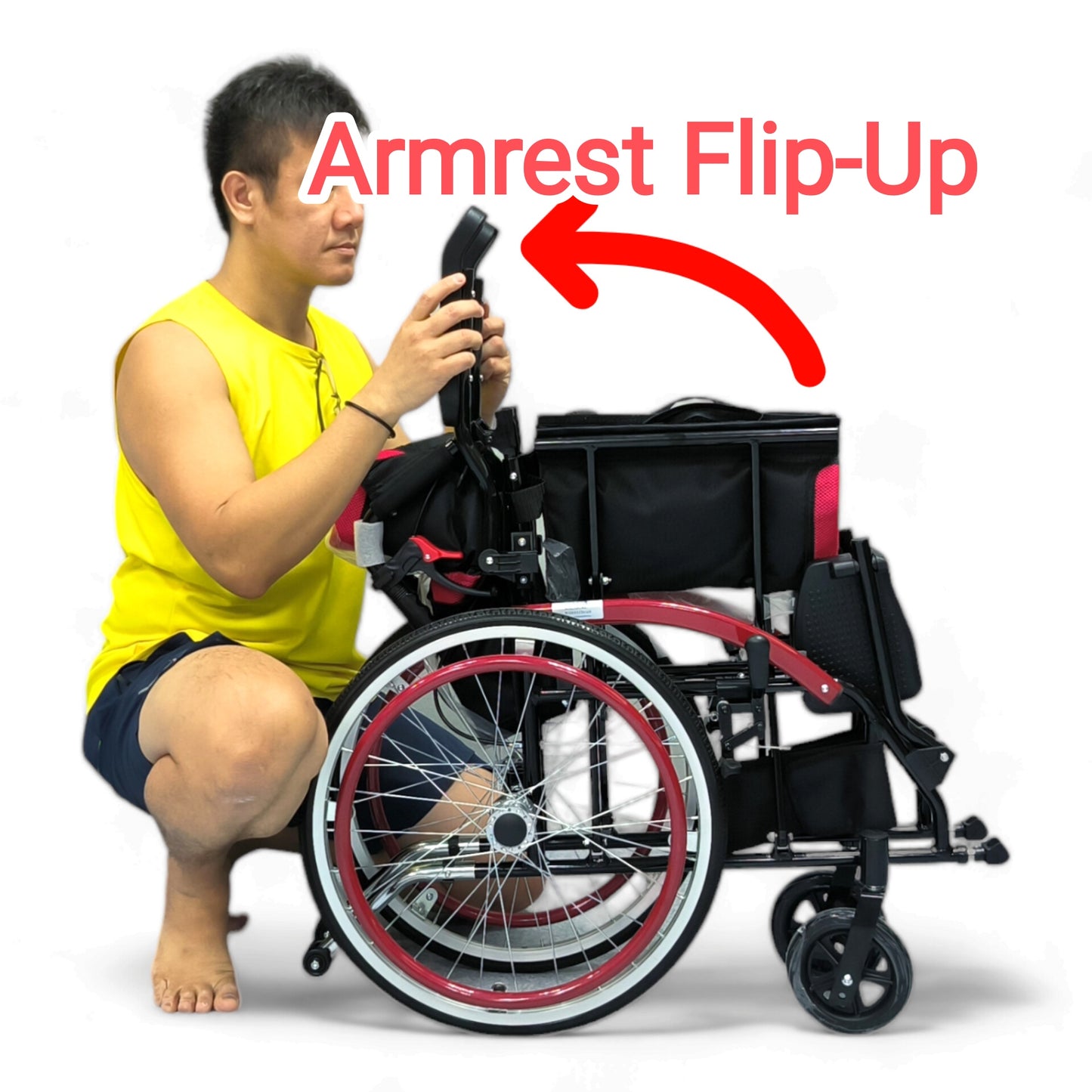 ViN DY879 | Self Propelled Wheelchair - Flip-Up Armrest - Retractable Footrest - Anti Tipper