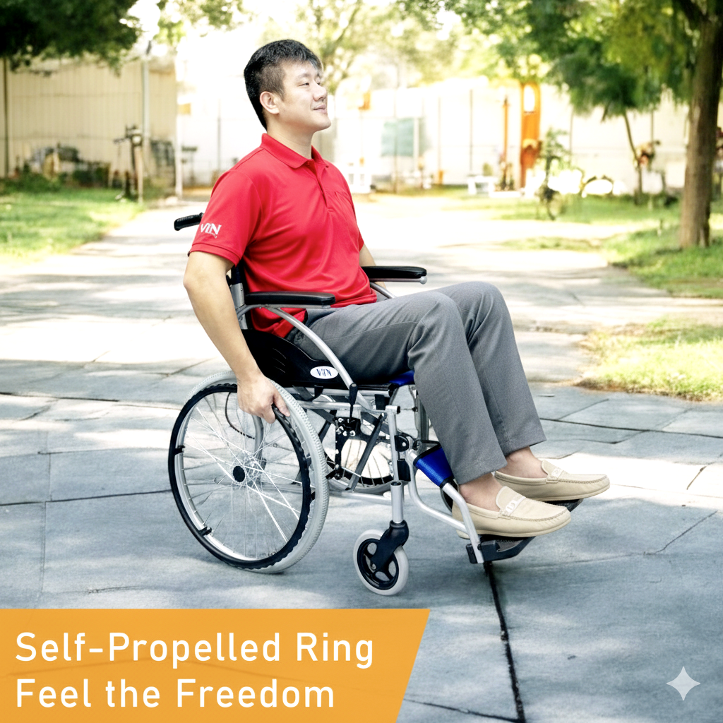 ViN-32A | Self Propelled Wheelchair - Fixed Armrest - Retractable Footrest