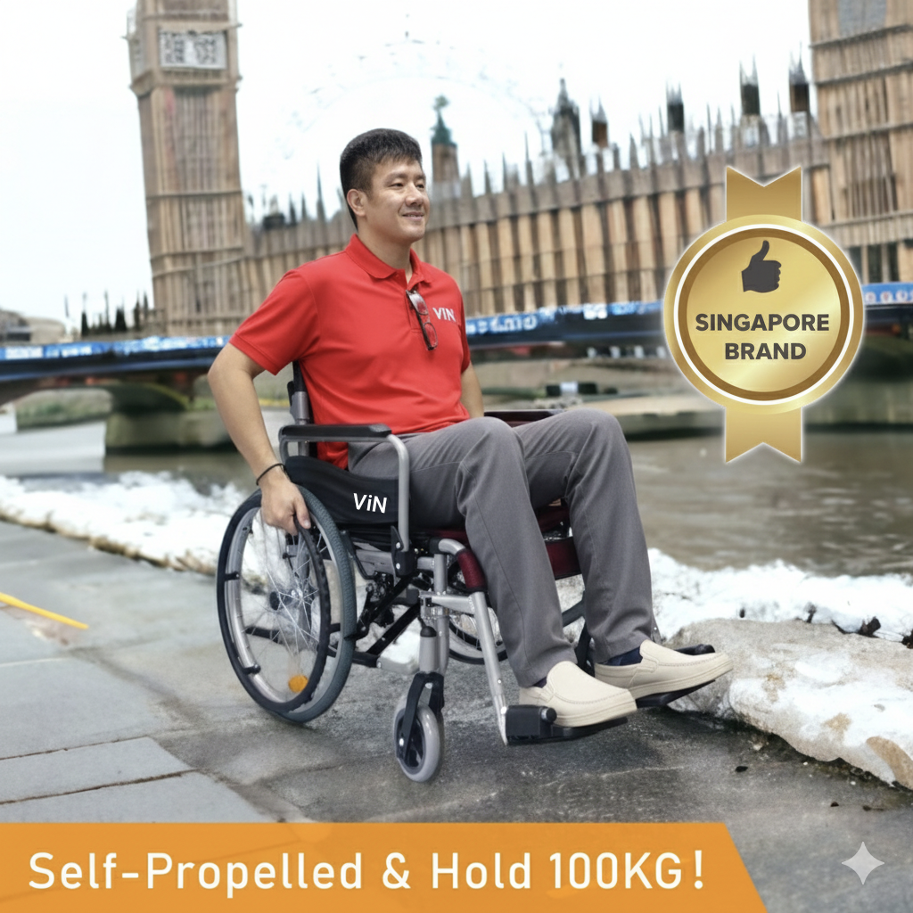 ViN-46A5M-18 Detachable Wheelchair with Washable Cushion  [18 Inch Seat] Self-Propelled