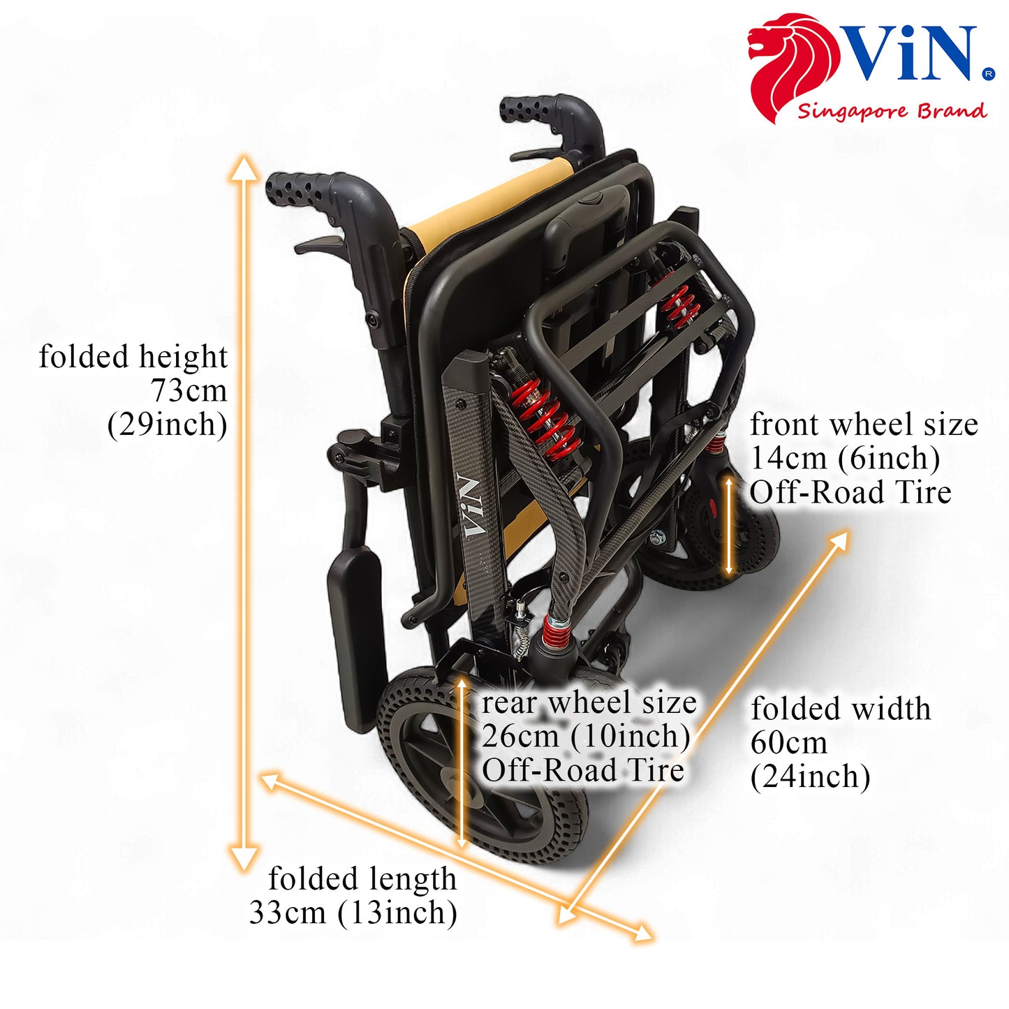 ViN-A13 | Large Seat Travel Pushchair -  Lightweight 11 kg Pushchair Hold 100 Kg + Armrest Flip Up Function with Luggage Pull handle & Carrier bag