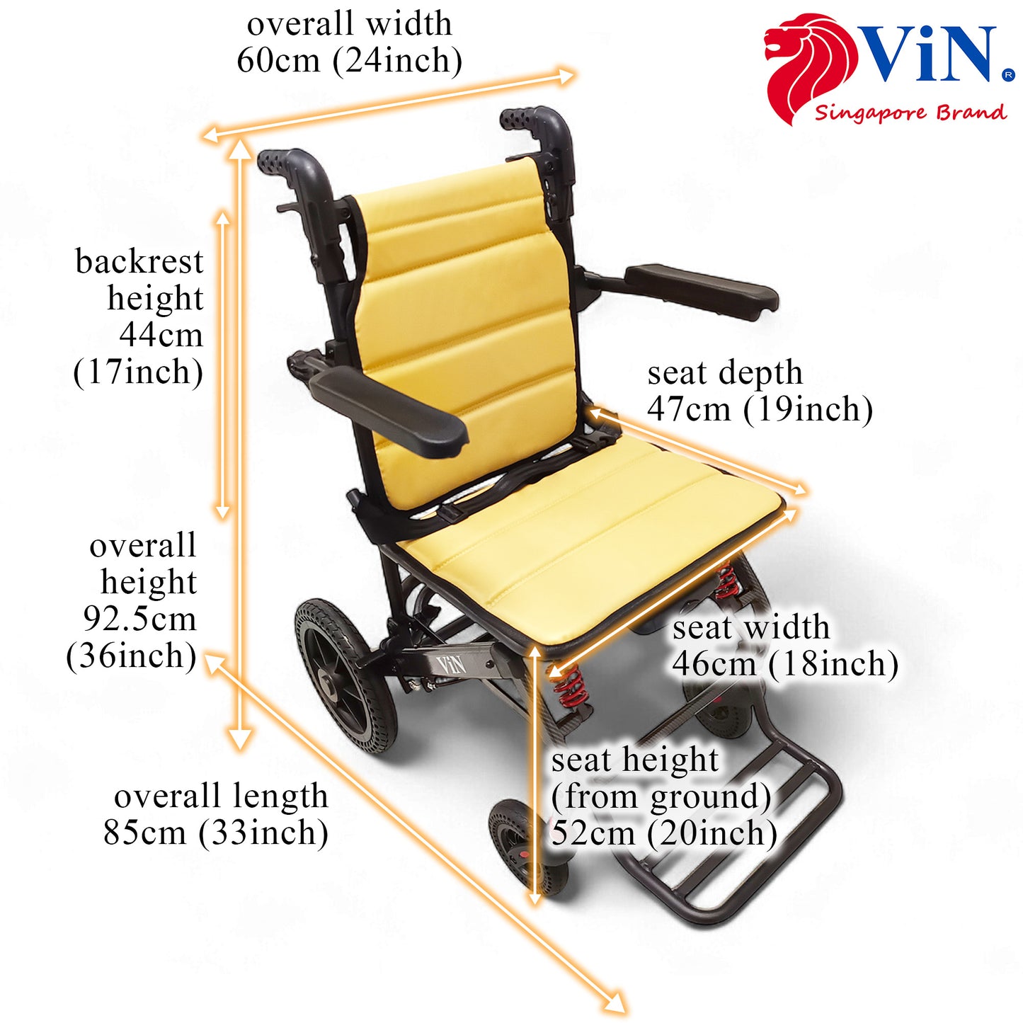 ViN-A13 | Large Seat Travel Pushchair -  Lightweight 11 kg Pushchair Hold 100 Kg + Armrest Flip Up Function with Luggage Pull handle & Carrier bag