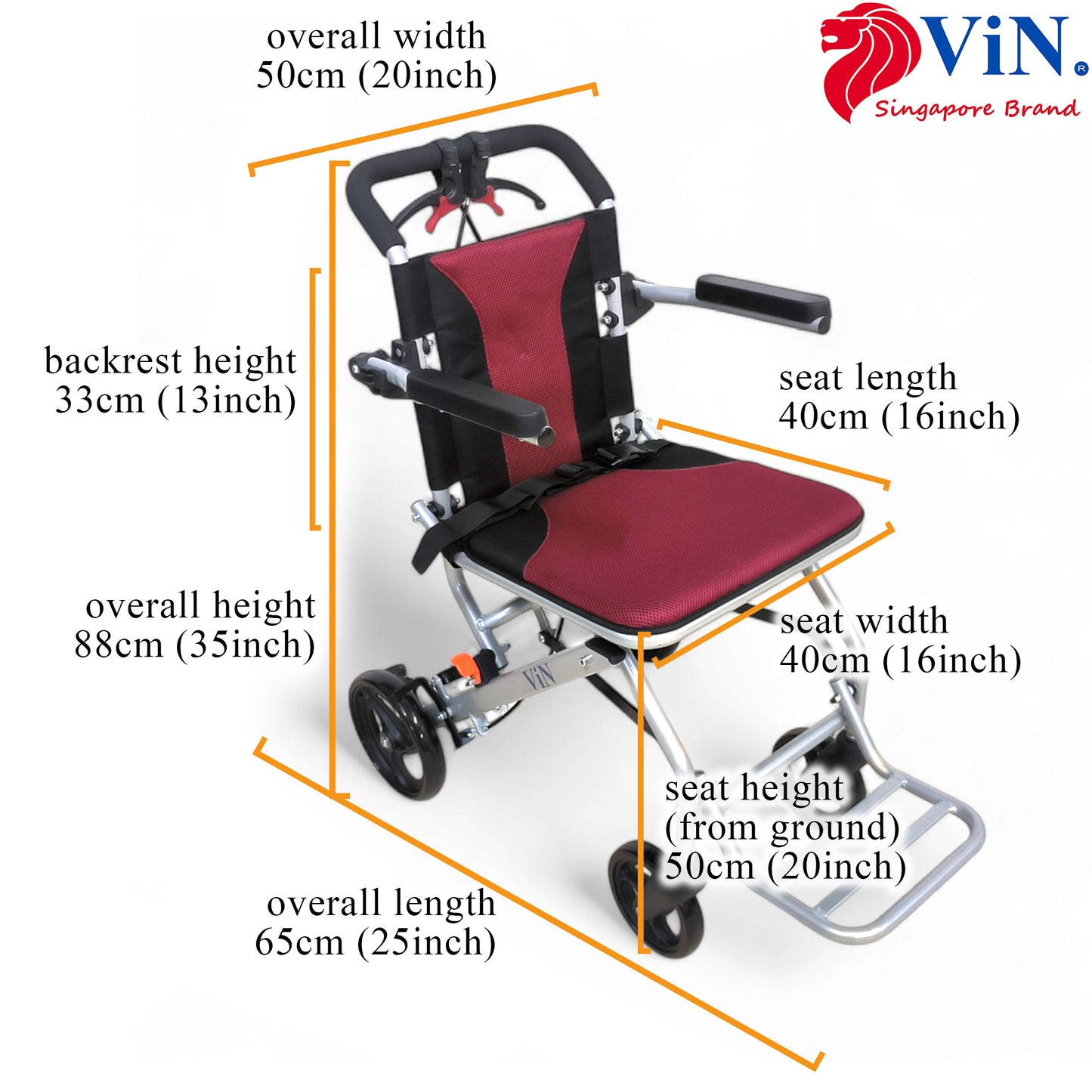 ViN-31A | Travel Pushchair - Lightweight 8 kg Pushchair Hold 100 Kg + Armrest Flip Up Function with Carrier bag