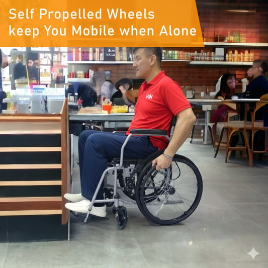 ViN 11A Self Propelled Wheelchair, durable wheelchair with fixed armrest and fixed legrest for daily use