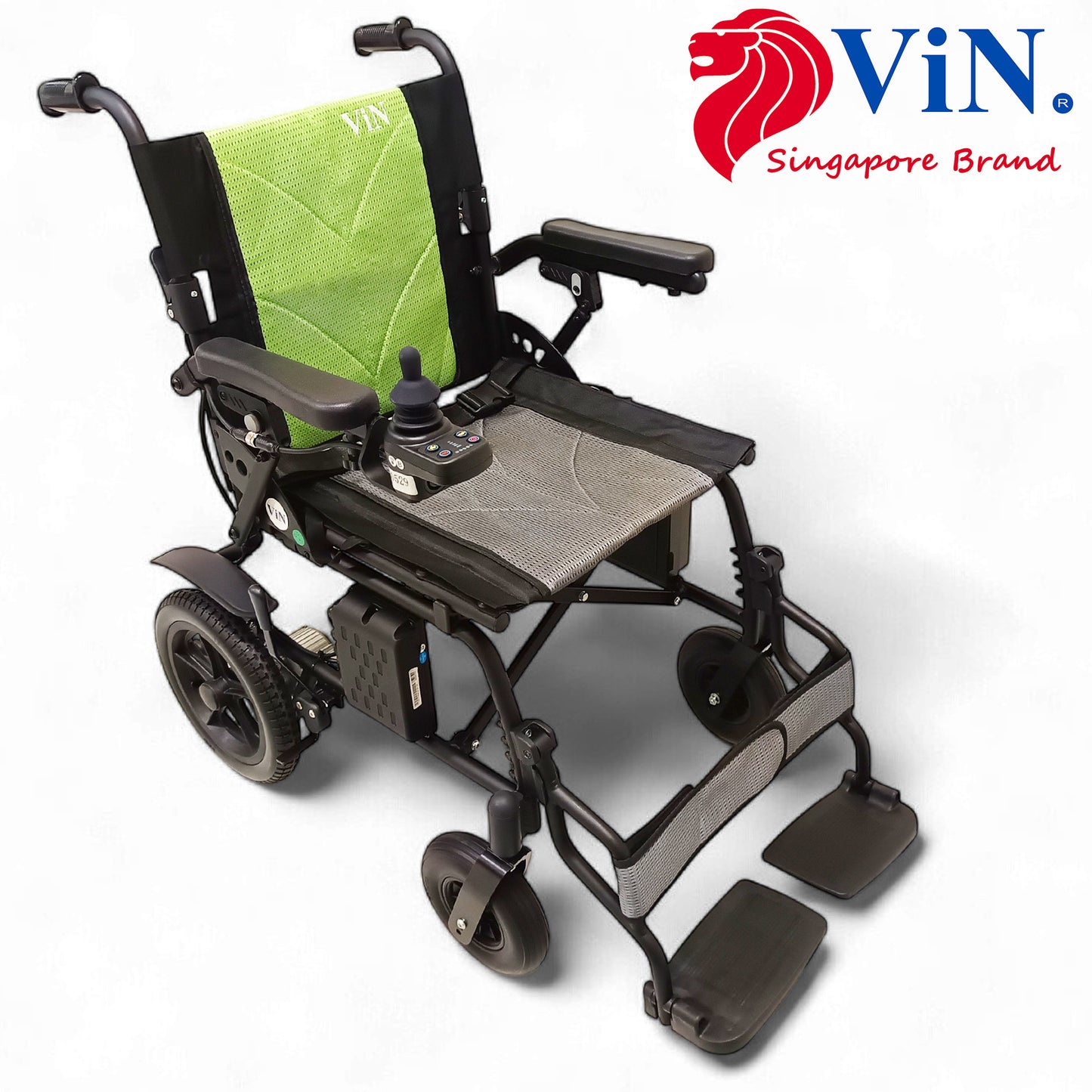 ViN-46A14 | Motorised Electric Wheelchair + LTA Approved + Aluminum lightweight Anti Rust +Armrest Flip Up +Anti-Tipper