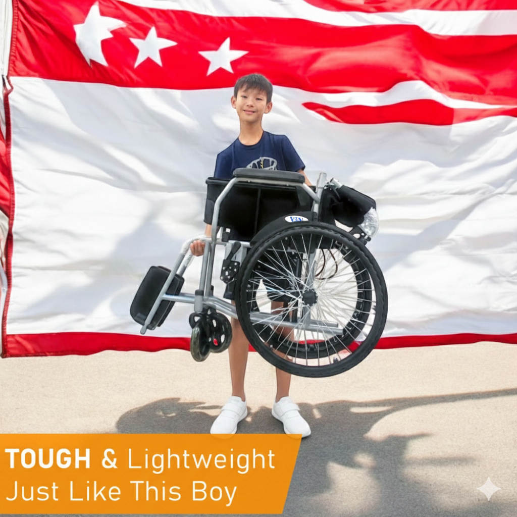 ViN 11A Self Propelled Wheelchair, durable wheelchair with fixed armrest and fixed legrest for daily use