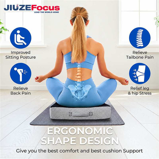 ViN-C03 - Premium Dual Layer Cool Gel Granules (gel microbeads) & Memory Foam Ergonomic Design Seat Cushion - Ultra Thick & Soft