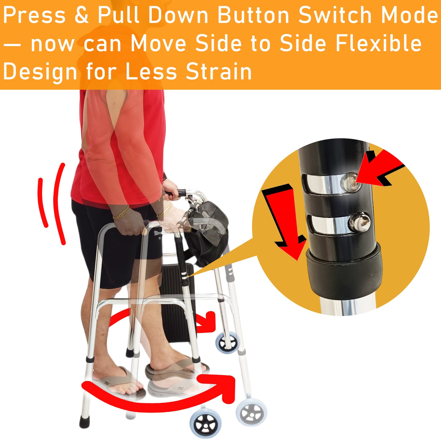 ViN WF01-ST | Elderly Walking Aid with Seat 3.8 kg Ultra Lightweight Aluminum
