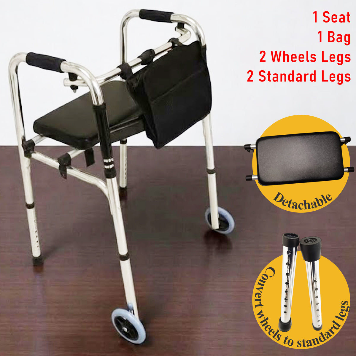 ViN WF01-ST | Elderly Walking Aid with Seat 3.8 kg Ultra Lightweight Aluminum