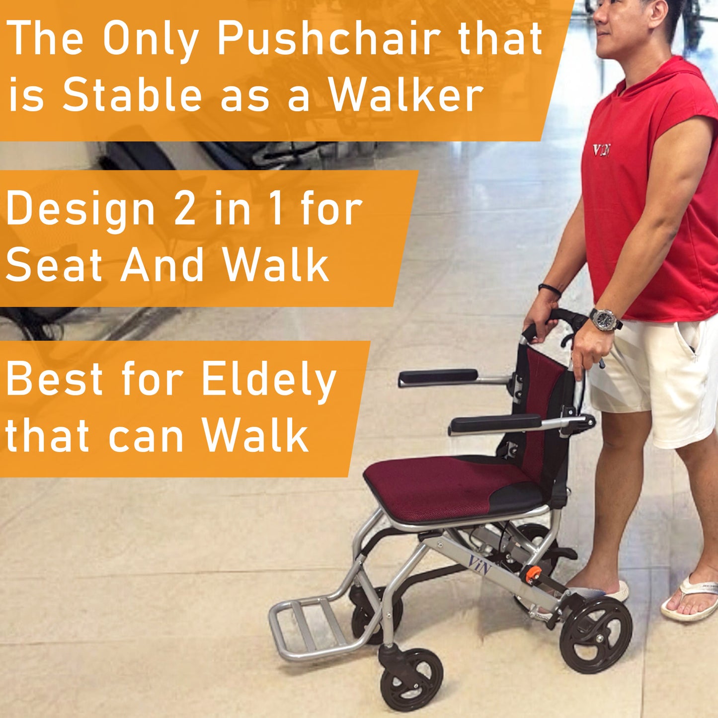 ViN-31A | Travel Pushchair - Lightweight 8 kg Pushchair Hold 100 Kg + Armrest Flip Up Function with Carrier bag