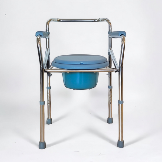 2.3 - Model Z01 Commode Shower Chair - Foldable + Adjustable Height + Stationery + Anti Rust